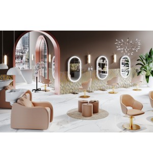 Mise en situation du miroir LOOP dans un salon